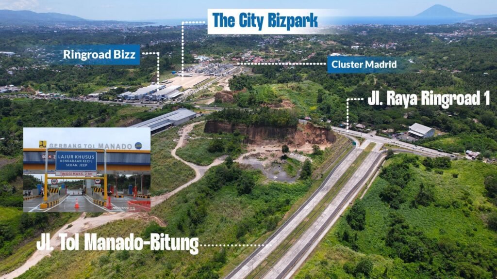 Lokasi The City Bizpark Manado berada di Jl. Ring Road I, Maumbi, Kecamatan Tikala, Sulawesi Utara